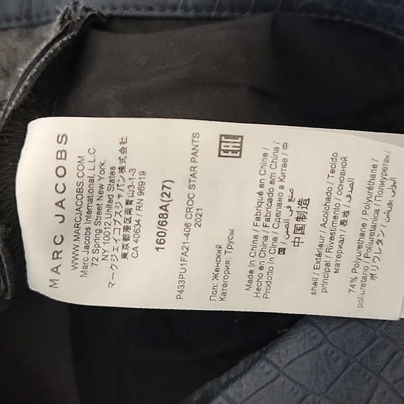 Heaven by Marc Jacobs Navy Croc-Embossed Star Faux Leather Pants 27 - Picture 6 of 8